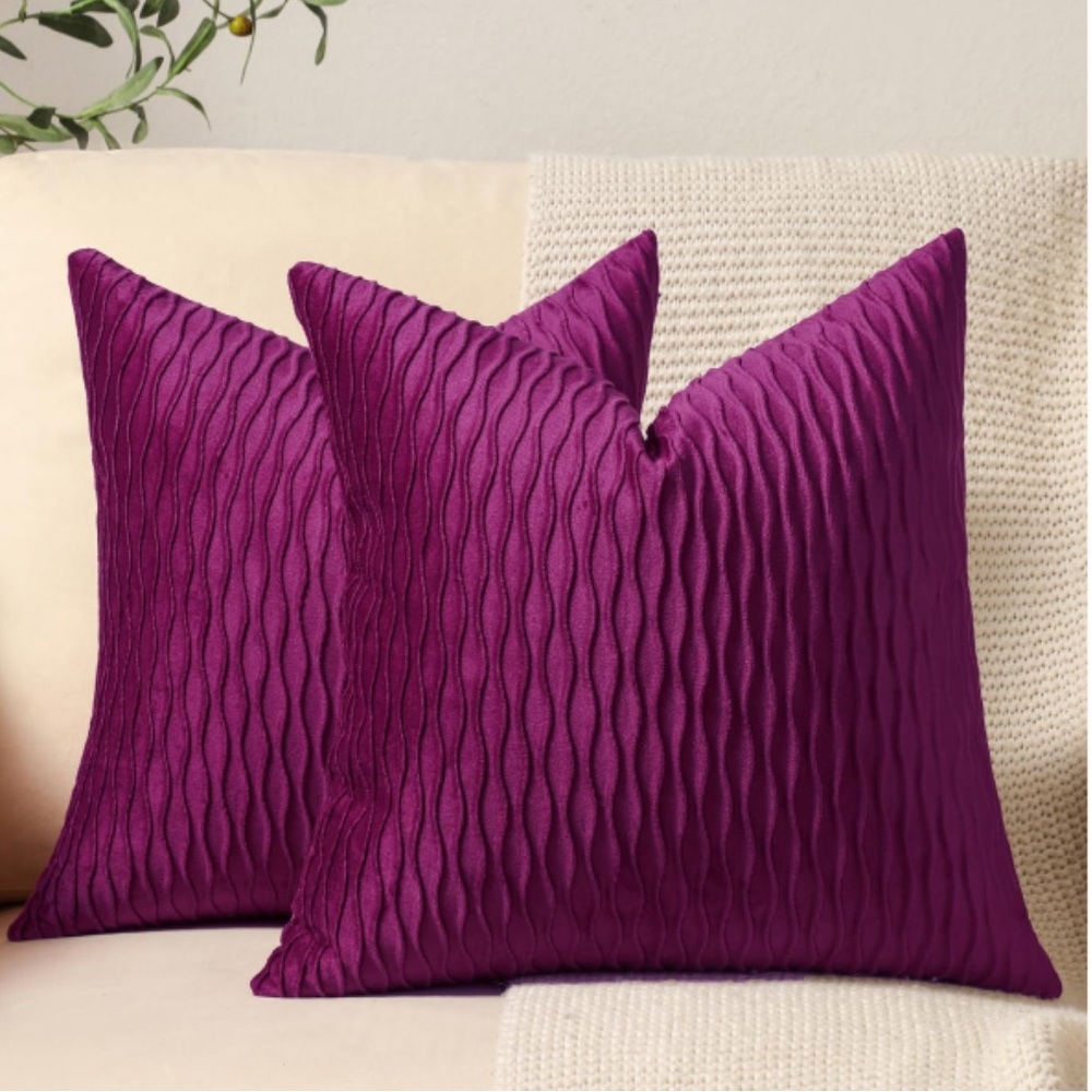 Purple Textured Throw Pillow Covers (2-pack)